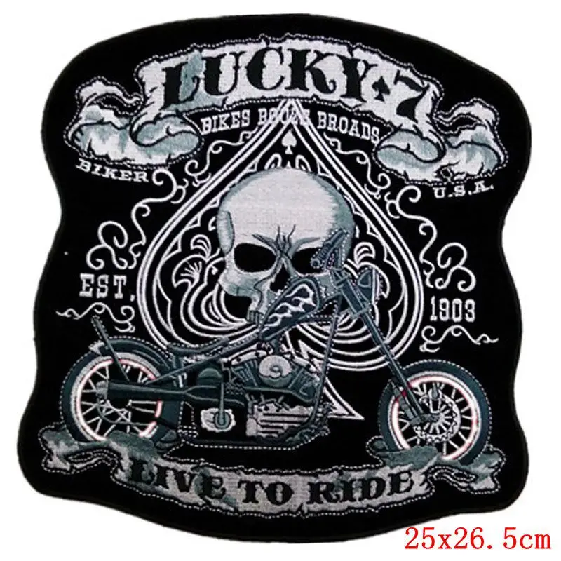 DB0025CT DIY панк большой череп на железной вышивкой нашивки с полосками для одежды большой мотоцикл Рок Байкер хиппи нашивки аппликация сзади куртка - Цвет: DB0025CT
