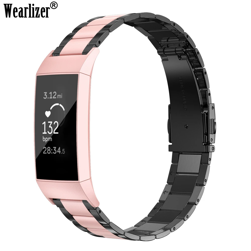 Wearlizer Metal Fitbit Charge 3 Band 2019 ремешок для сменный смарт часов безопасная Пряжка твердый