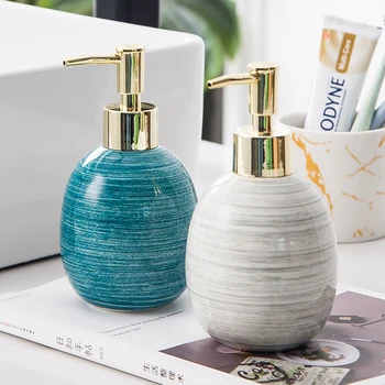 

Ceramic Gold Pressing Head Soap Dispensers Hand Shower Gel Bottle For Bathroom Accessories Shampoo bottle Hand Sanitizer Bottle