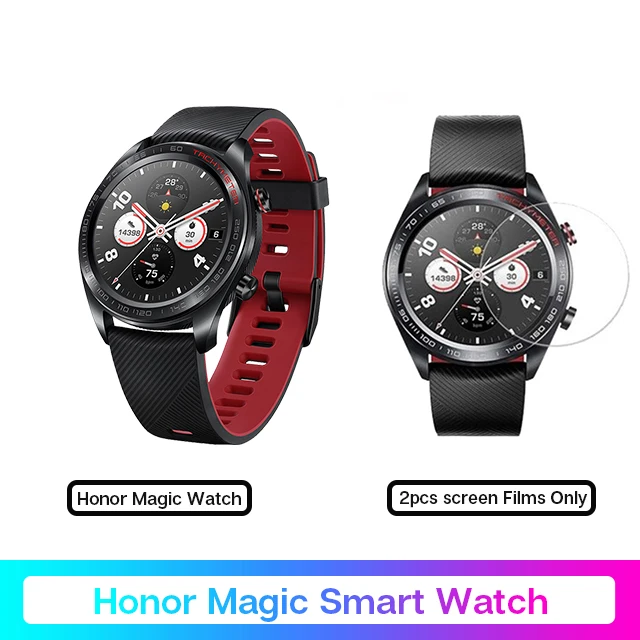 Huawei часы magic Honor часы Magic SmartWatch сердечного ритма водонепроницаемый трекер сна трекер рабочий SmartWatche - Цвет: Black Watc Add Film