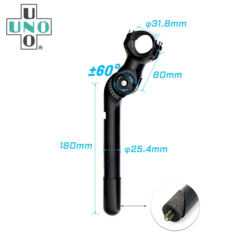 

UNO Aluminum alloy Adjustable Angle Bicycle 31.8*80/100/120mm Handlebar Bike Stem Riser Front Fork Stem Adapter Accessories