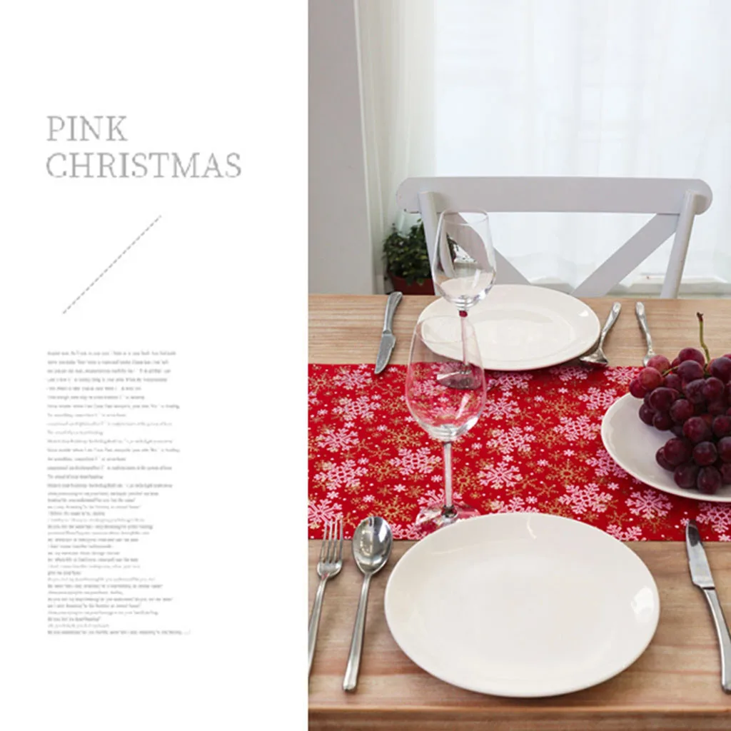New Christmas Decoration Imitation Linen Printed Table Flag Table Cloth
