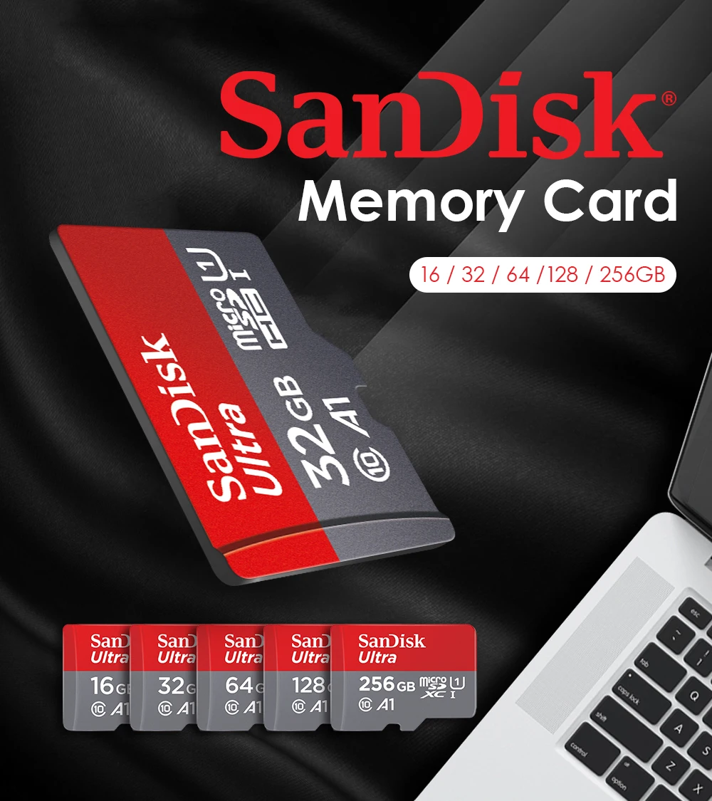 100% SanDisk A1 Memory Cards Camera Card 16GB 32GB 64GB Micro SD Card 128GB 120MB/s Class 10 UHS-1 flash card Microsd TF/SD Card standard sd card