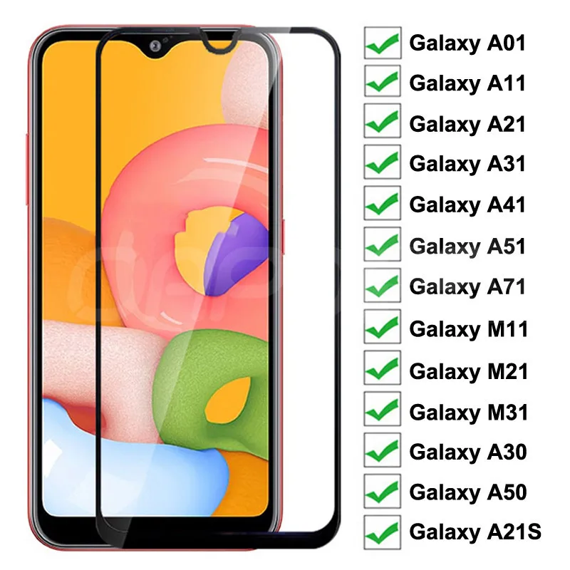 Закаленное стекло 9D для Samsung Galaxy A01 A11 A21 A31 A41 A51 A71 защитная пленка экрана A21S M21 M31 A30