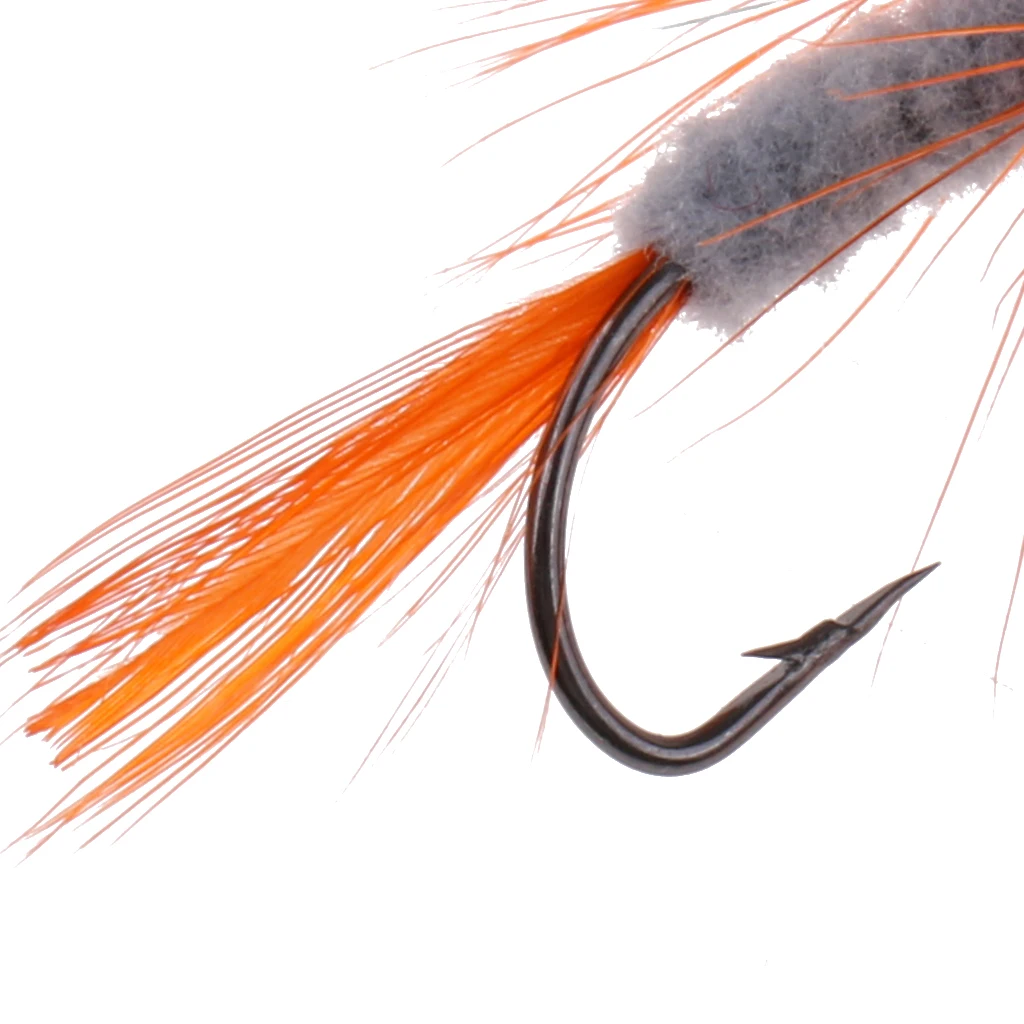12pcs Fishing Lure Insects Salmon Trout Assortment Dry Fly Fishing Flies Stainless Steel Fishing Lures