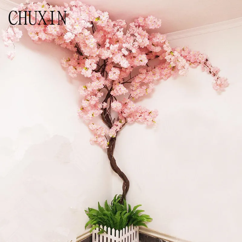 1Pc Cherry Blossom Tree Artificial Flowers Home Hotel Decoration Desktop Corner Layout DIY Wall | Дом и сад