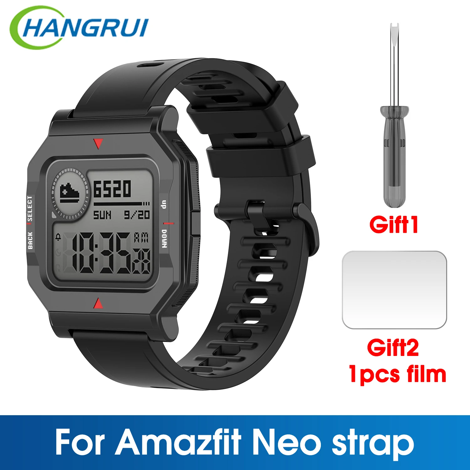 Hangrui мягкий силиконовый ремешок для Amazfit Neo Смарт часы замена Браслет Для Xiaomi Huami