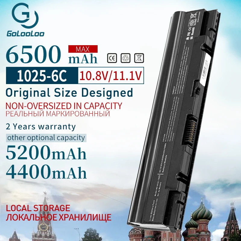 Аккумулятор Golooloo для ноутбука Asus 6 ячеек 6500 мАч 1025 Eee ПК 1225 1025C 1025CE 1225B 1225C R052 R052C