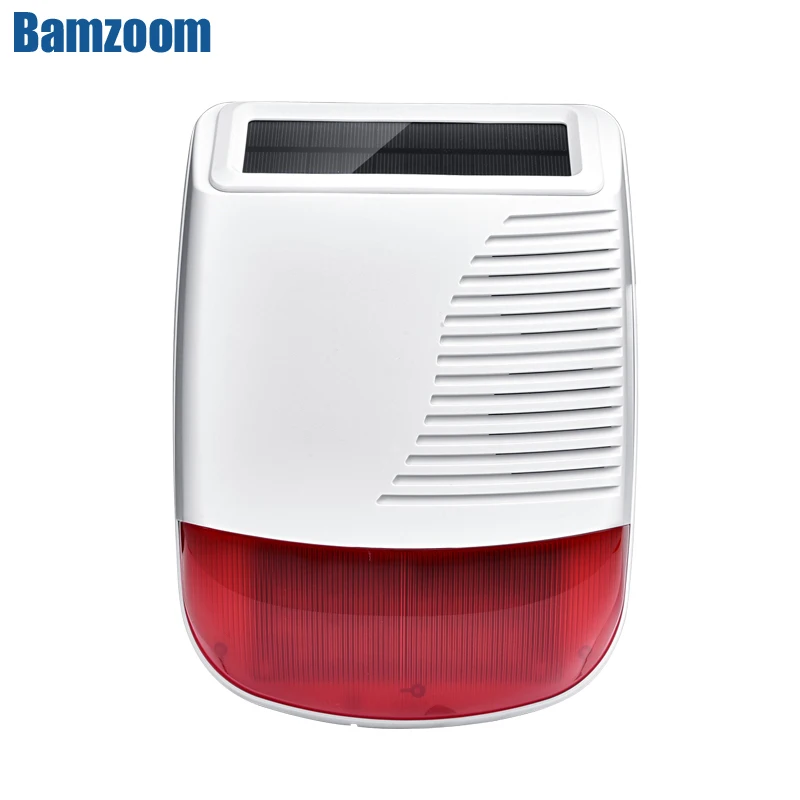 Inalámbrico Solar luz estroboscópica sirena impermeable 433MHz para nuestro PG103 106 107 W2B W3B W4B antirrobo casa sistema de alarma Wifi/GSM