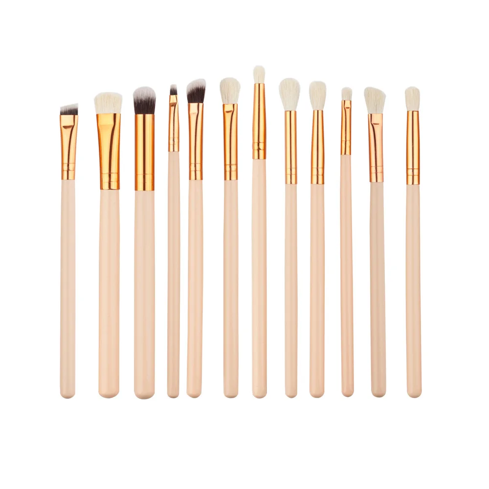 

high quality 12 makeup brushes set powder beauty tools skin color brown gold eyebrow brush kit drop shipping