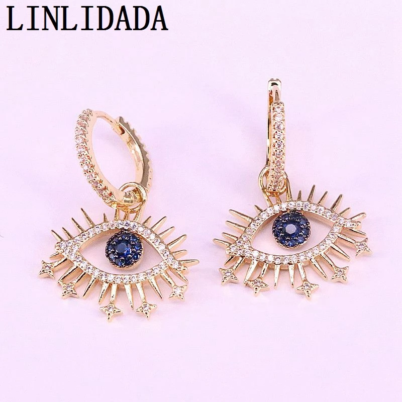 3 пары позолоченные серьги подвески с фианитами|Серьги-подвески| |