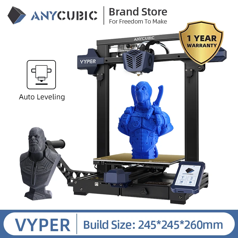 ANYCUBIC Vyper 3D Printer Kit FDM 245x245x260mm Print Size Touchscreen Spring Magnetic Platform Auto Leveling Resume Printing