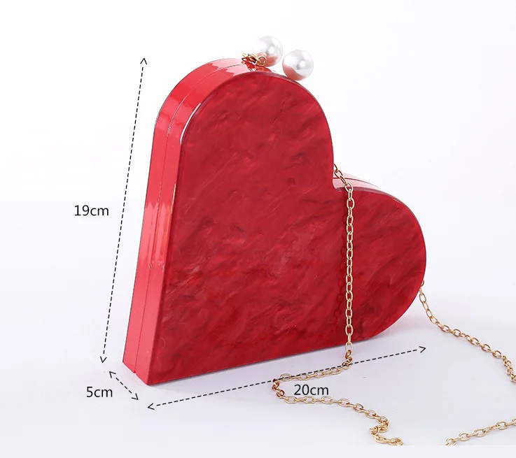 New heart-shaped portable fashion joker evening bag banquet bag lady's acrylic clutch bag