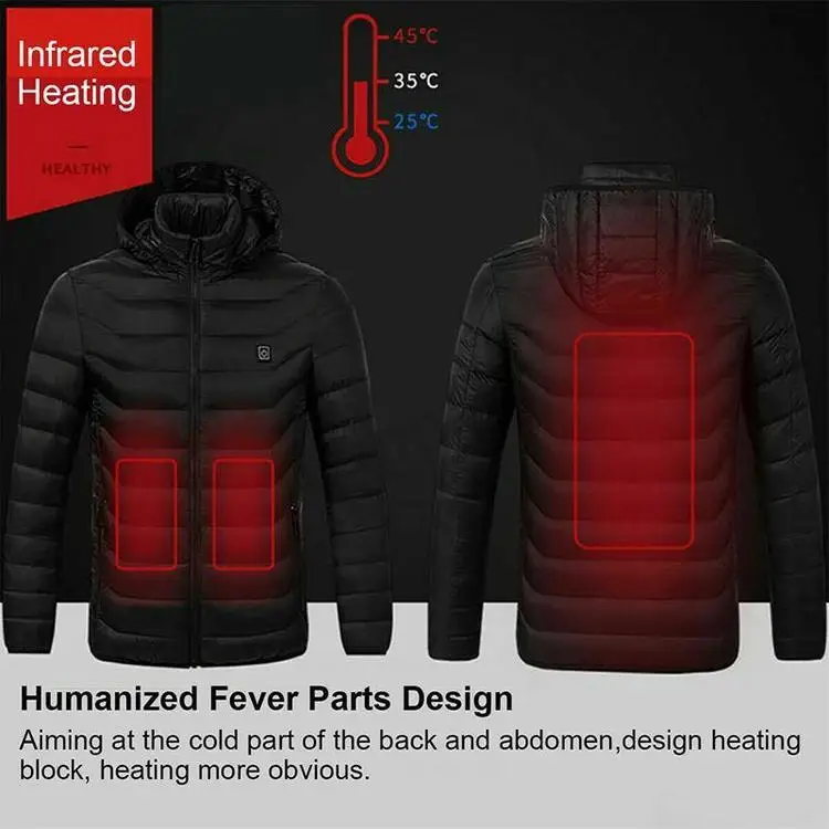 

4XL Heated Jackets Vest High Quality USB Electric Hooded Outwear for Camping Hiking Hunting Outdoor Winter Thermal Warmer Coats