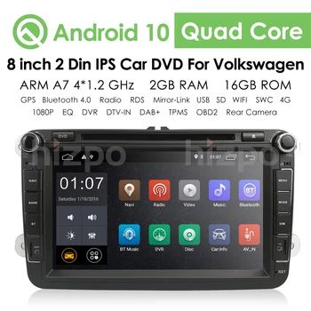 

8" 2 Din Android 10.0 IPS DSP Car DVD Radio Quad Core Stereo GPS Multimedia for VW Passat B6 Golf Tiguan Car BT Navigation USB