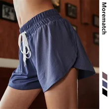 Morematch Fashion Yoga Shorts Women'S Loose Quick-Drying Fitness Shorts Anti-Light Double Layer High Waist Sports Shorts S-L