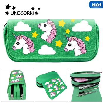 

Big Zipper Unicorn Pencil Case Large Capacity Canvas School Pencil Bag Storage Bag Pen Pouch School Supplies