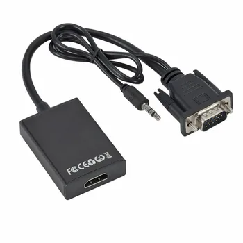 

HDMI Male To VGA Output 1080P Full HD with Audio TV AV VGA Video Cable Portable VGA Converter Adapter