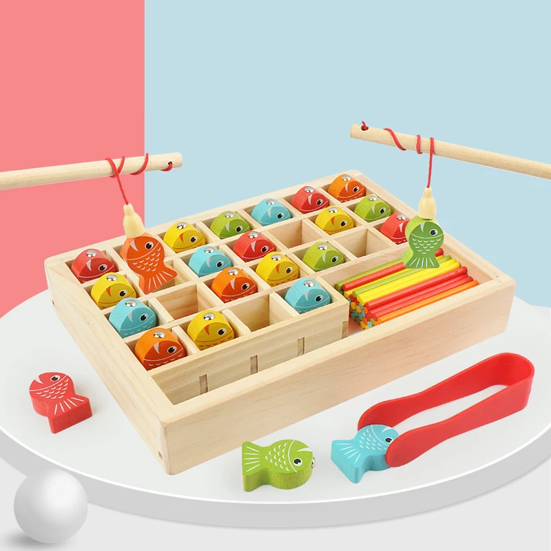 New Wooden Magnetic Learning Fishing Game For Children Interaction Fishing  Toy Set Fish Game Educational math Toy - AliExpress