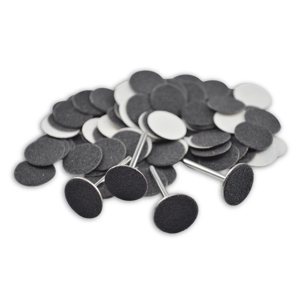 RolinStar 블랙 샌딩 페이퍼 100/pcs 페디큐어 풋 케어 도구 15mm 20mm 25mm 네일 드릴 비트 디스크 디스크 살롱..