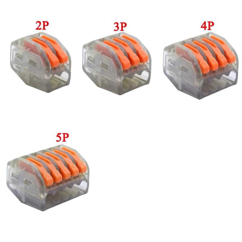 Разъем 100 Мини разъемы Универсальный Компактный проводной разъем Проводка Проводник клеммный блок бытовой проводной разъем оранжевый - Цвет: Gray transparent