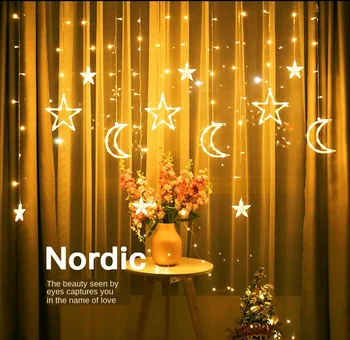 

3.5M LED Moon Star Lamp Christmas Garland String Lights Fairy Curtain Light For Wedding Holiday Garden Decoration