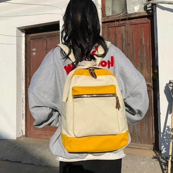 

2020 summer new Contrast backpack Schoolgirl schoolbag Simple campus Retro port style Student backpack
