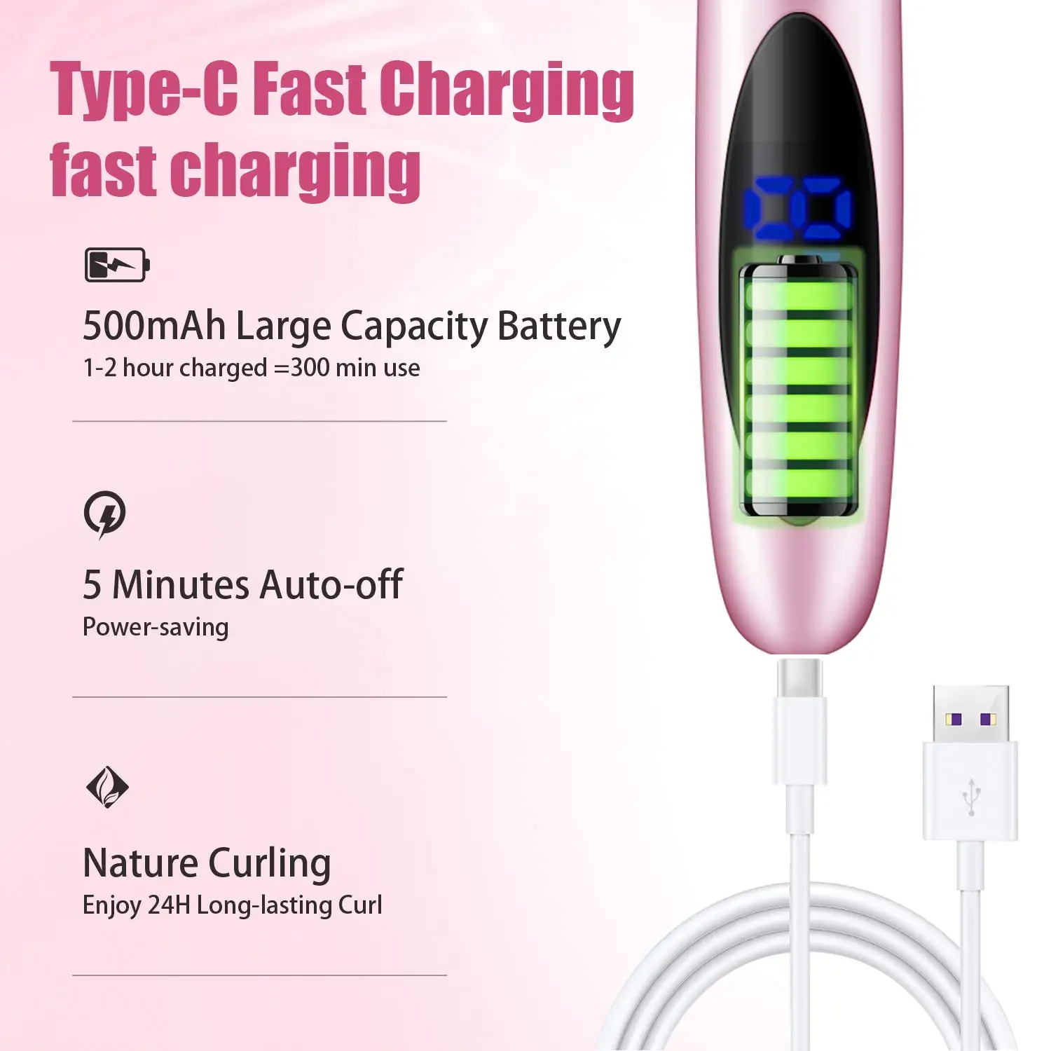 Elektrisch beheizter Wimpernzange, USB-Aufladung, Lifting-Wimpern-Curling-Kit, lang anhaltender, natürlicher Wimpernzange, Make-up-Tools für Frauen_voghion.com