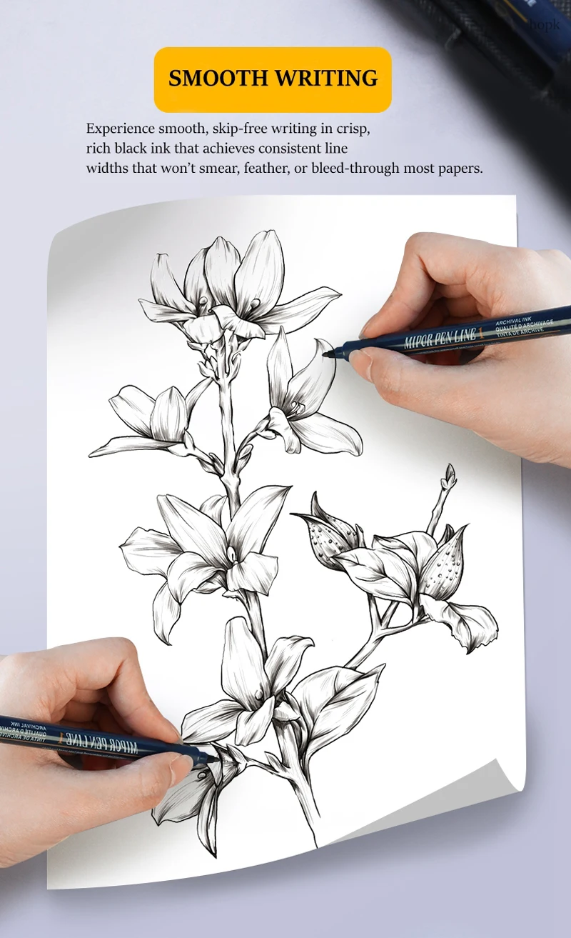 Pigment Liner Micron Ink Art Marker Pen Calligraphy Brush Pens Black Fineliner Sketching Manga Drawing Hand Lettering White Pen