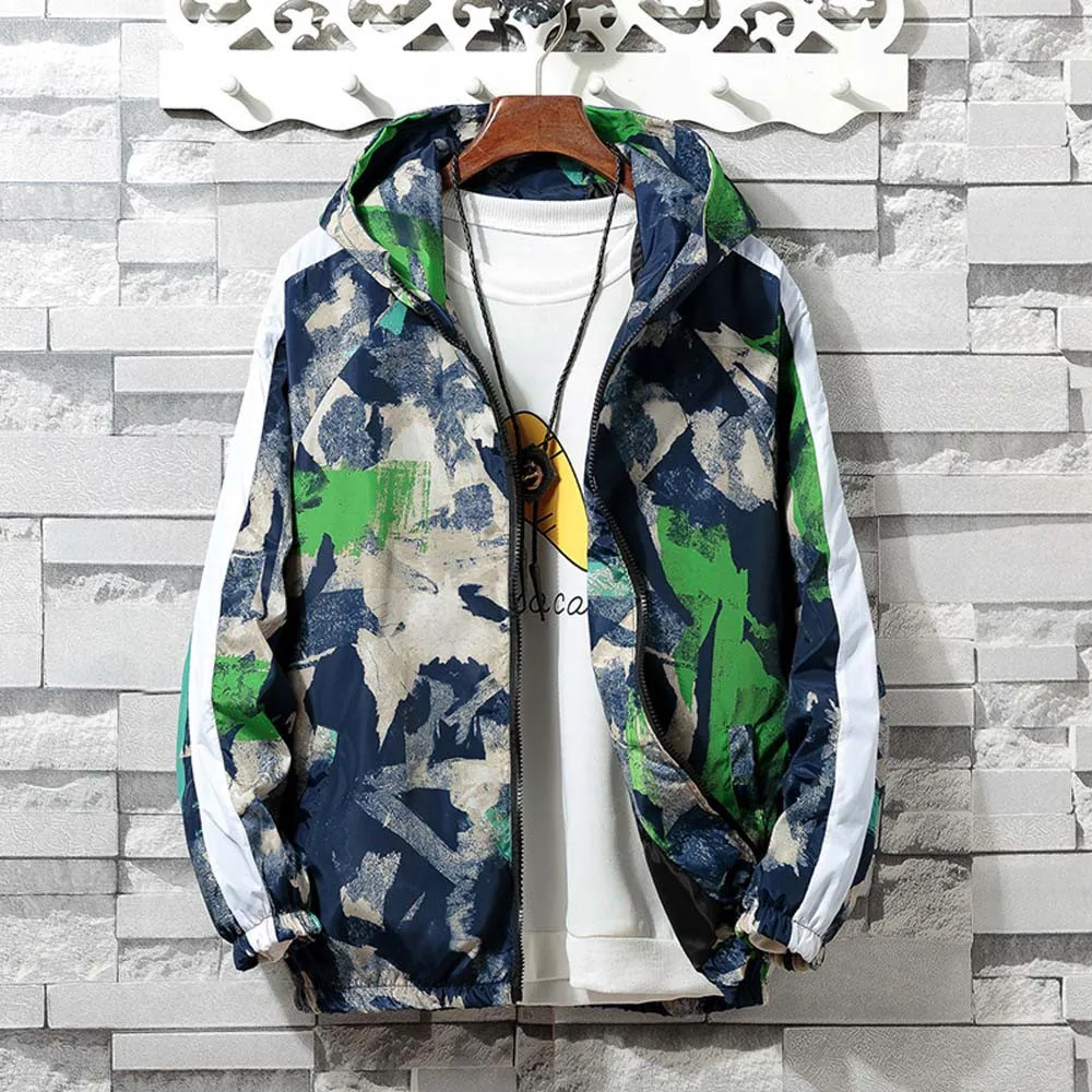 

Men's Coats And Jackets Winter Autumn Zip Camouflage Long Sleeve Pocket Men's Jacket Hooded Sportswear Jacket Coat Streetwear
