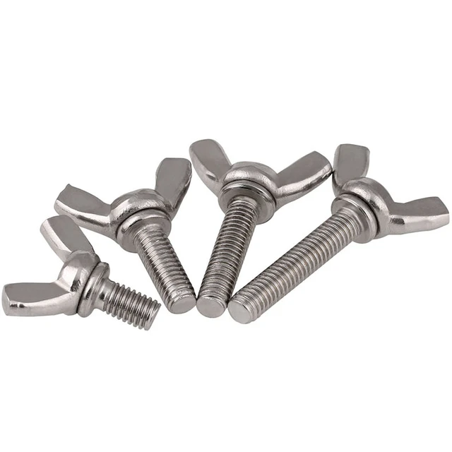 Tornillos de mariposa de acero inoxidable M4 304 M4 304, pernos de ala,  tornillos de mano para el pulgar (M4-0.028 x 0.236 in)