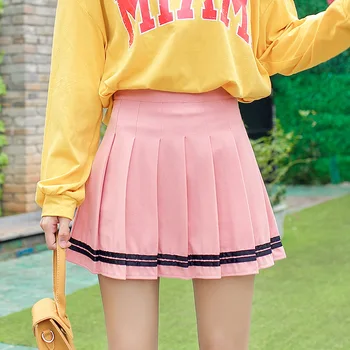 

XS-2XL Women Skirt Preppy Style High Waist Chic Stitching Skirts Summer Student Pleated Skirt Women Cute Sweet Girls Dance Skirt