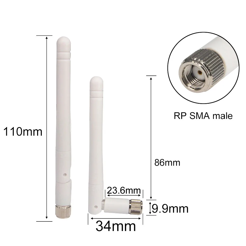 WiFi Antenna 2piece/lot 3dBi 2.4GHz RP-SMA Male plug For Huawei Wireless Router External Antenna