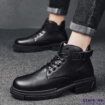 

2019 Autumn and Winter Men's British Retro Martin Boots In The Non-slip Boots with Black Trend Men's Boots