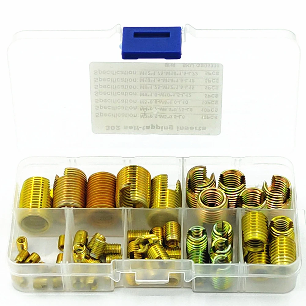 50Pcs M3/M4/M5/M6/M8/M10/M12 Carbon Steel Thread Repair Insert Self Tapping Slotted Combination Set Assortment Kit | Строительство и