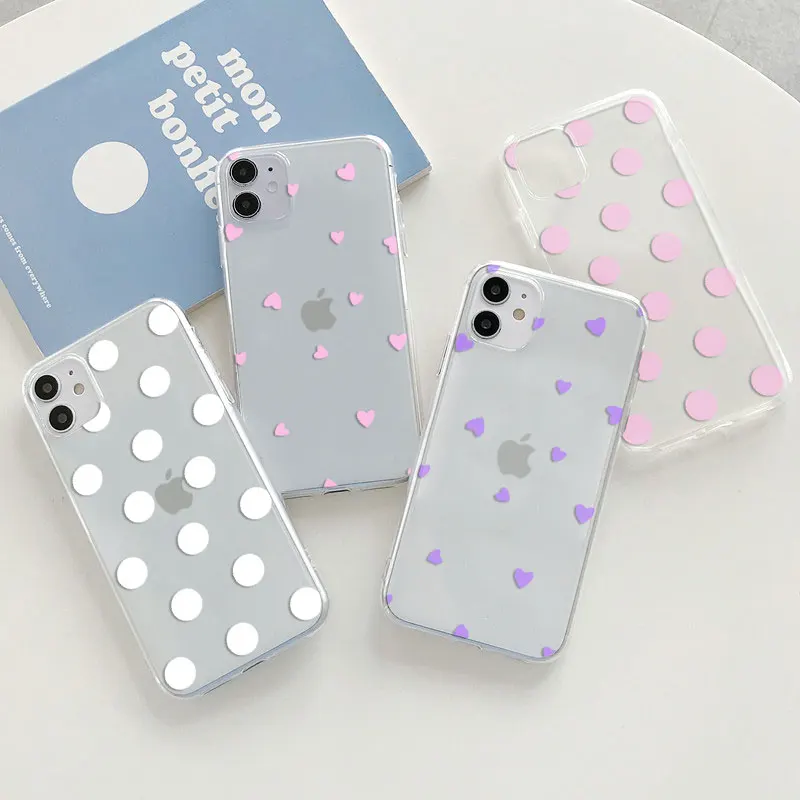 Clear Cute Dot Case For Xiaomi Redmi Note 9 8 Pro 8T 9s 7 6 5 9C 9T Mi 11 10T A3 A2 SE 10 Lite Poco X3 NFC TPU Cover Coque | Мобильные