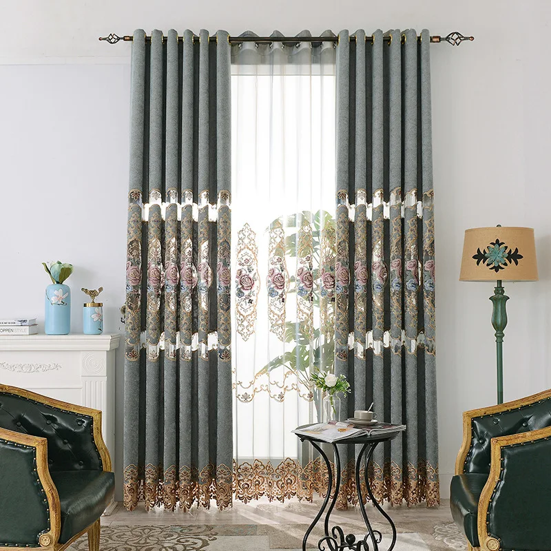 

Modern and Simple Style European Chenille Semi Shading Finished Curtain Blackout Curtains for Living Room Curtains for Bedroom