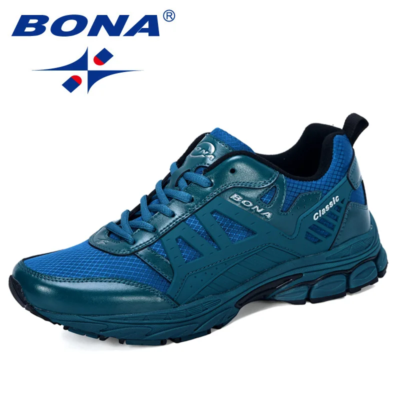 BONA/Новинка года; дизайнерская мужская обувь для бега; zapatillas hombre Deportiva; высокие мужские кроссовки для бега; прогулочная обувь - Цвет: Blackish green Sgray