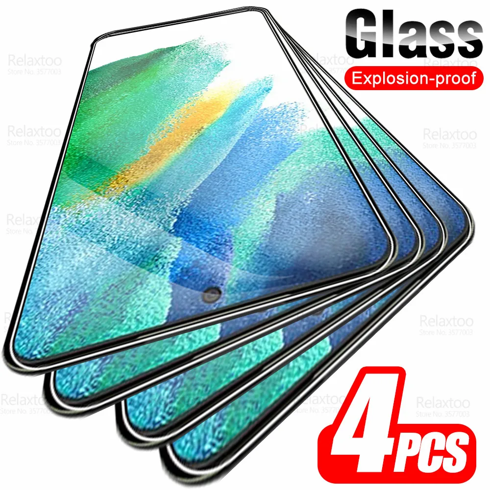 4 Pezzi Di Vetro Temperato Per Samsung Galaxy S24 S23 S22 S21 Fe S20 S10 Lite Note 10 Light S 21 20 S21Fe S20Fe Cover Pellicola Protettiva