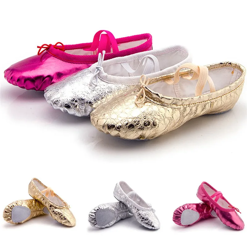 Female Soft Ballet Shoes Women Dance Shoes Pointed Slippers Gymnastics Flats Split Sole Shoes #2G29 (2)