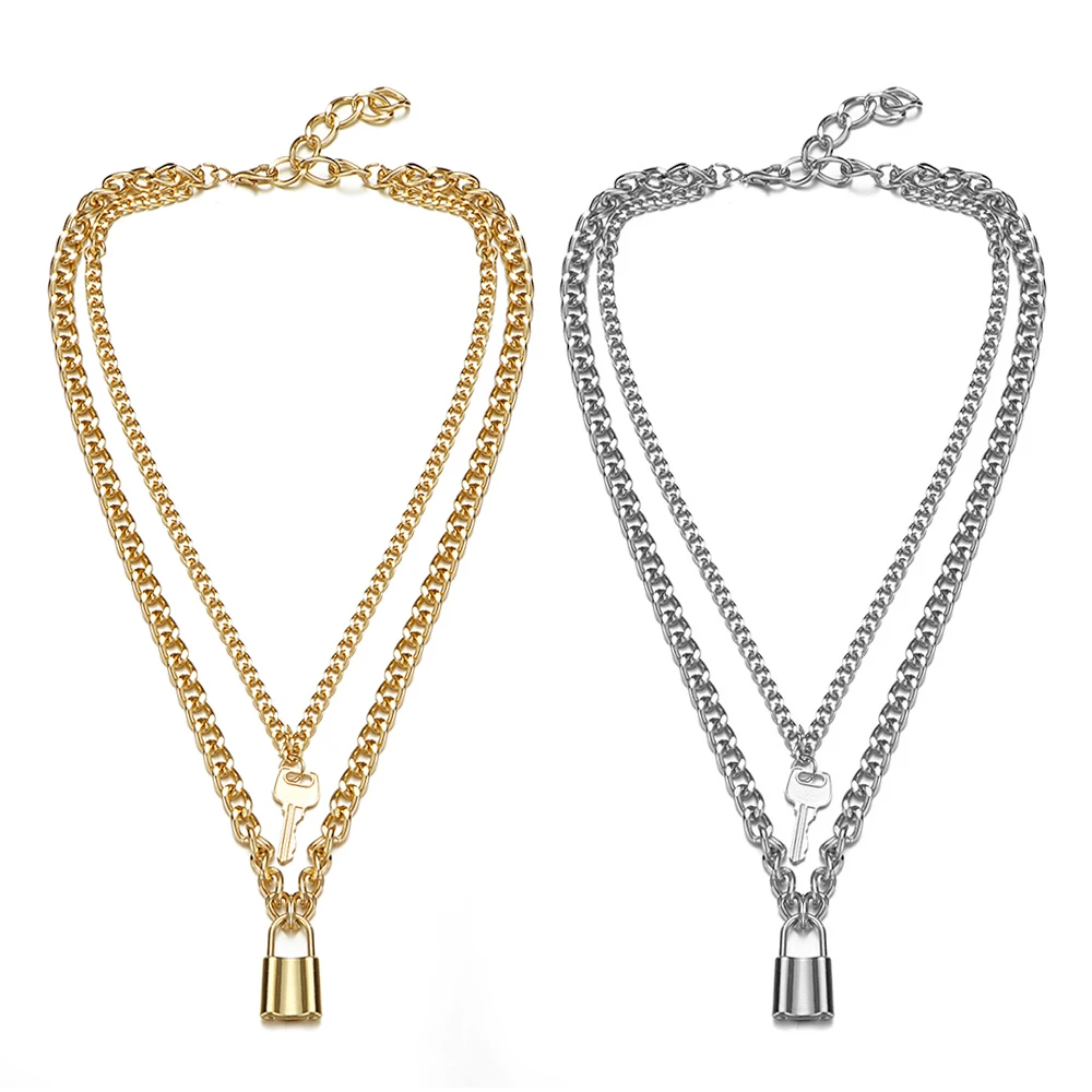 Цепочка с подвеской замком женская модное ожерелье кулоном в виде висячего ключа