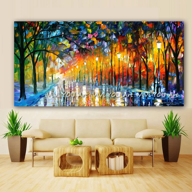Canvas-Painting-Landscape-Poster-Walling-In-Rain-Light-Road-Oil-Painting-Wall-Art-Pictures-for-Living