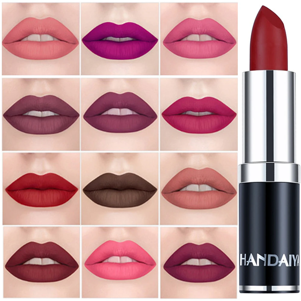 dark red matte lipstick