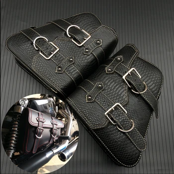

Crocodile Style Storage Bag PU Leather Saddle Bag Storage Luggage Tool Side Bag For Honda Yamaha Suzuki Harley Sportster XL 883