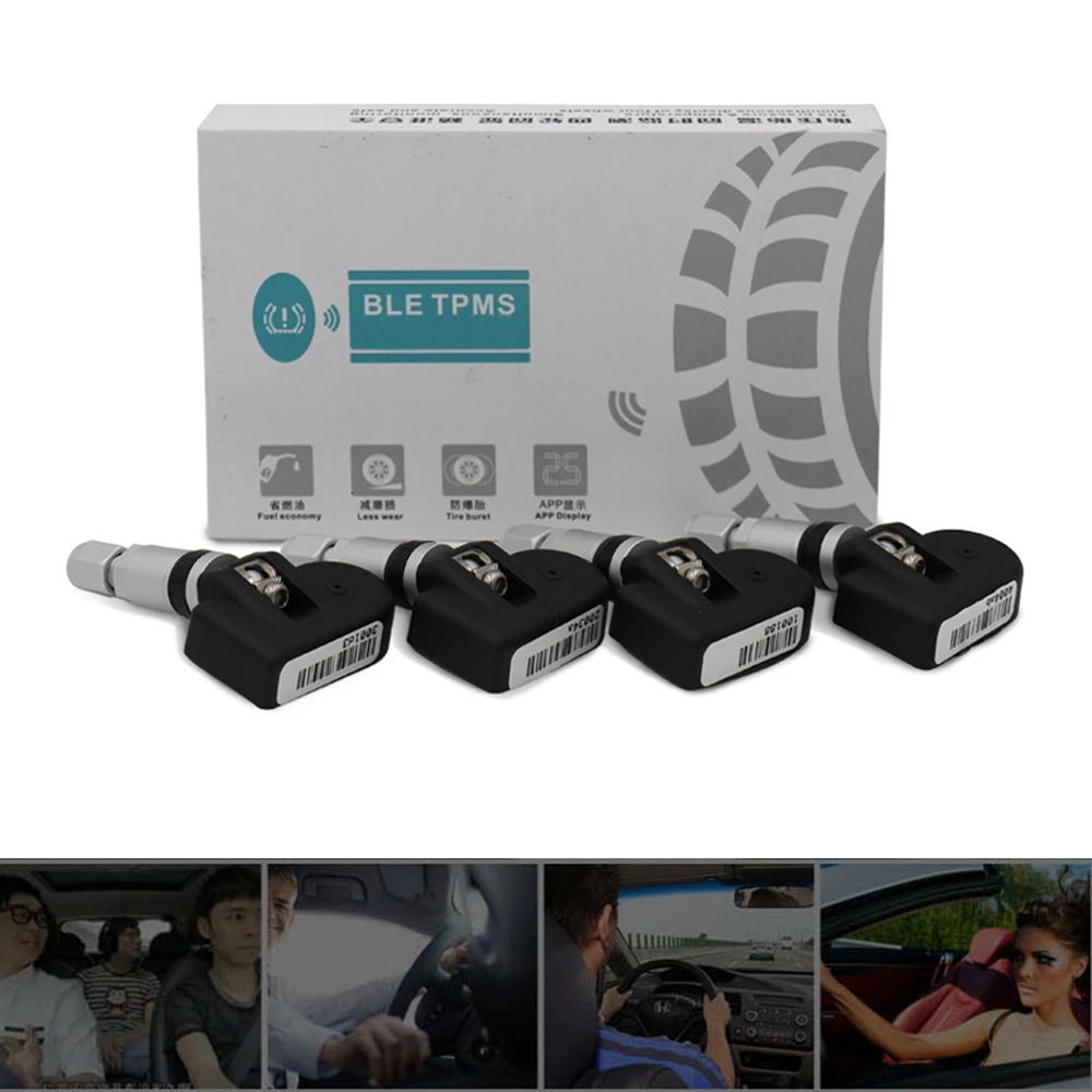 Автомобильный TPMS Bluetooth 4,0 монитор давления в шинах Система 4 внутренний/внешний датчик работает Android/iOS дисплей приложения для мобильного телефона