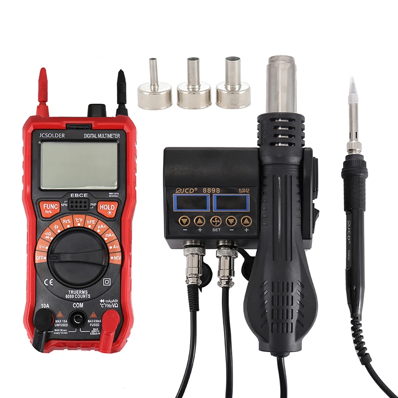 

2 in 1 750W Soldering station LCD Digital display welding rework station Digital Multimeter 6000 Counts Repair solder tools 8898