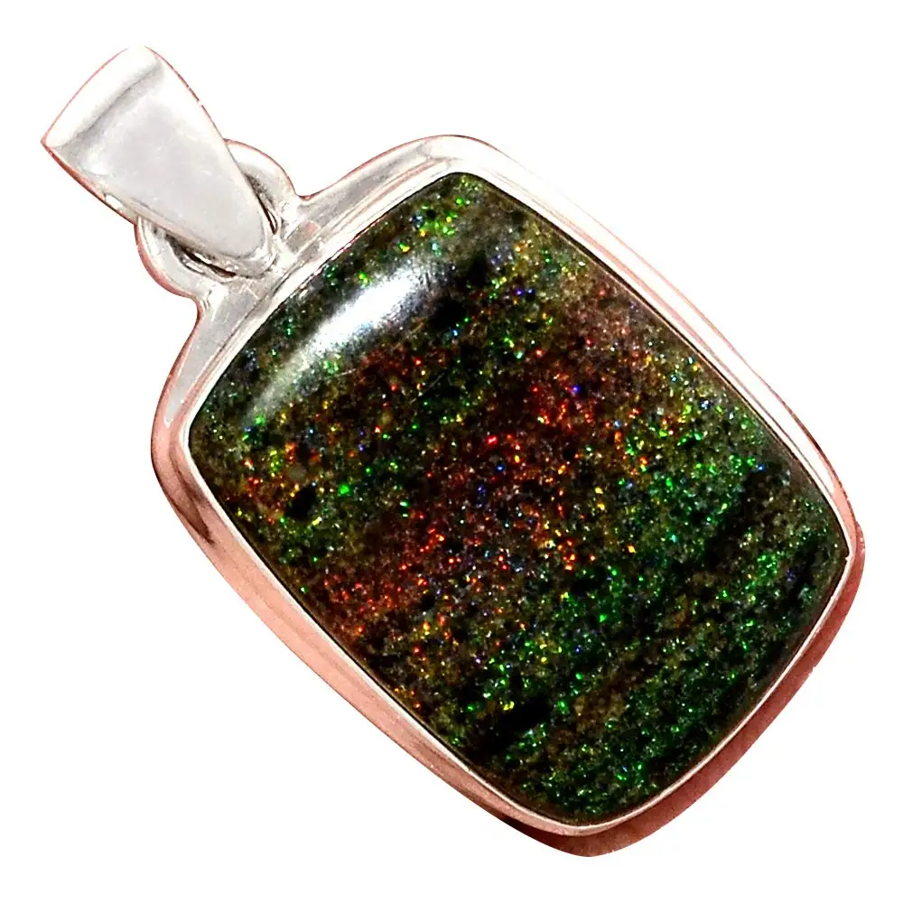 

Genuine BLACK MATRIX OPAL Pendant 925 Sterling Silver, 34.3 mm, AP6547