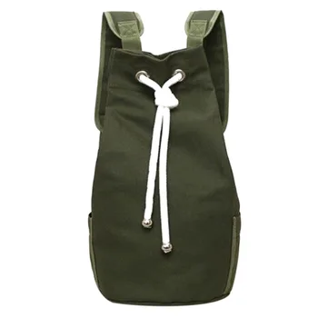 

Casual Men Canvas Large Capacity Barrel Backpack Fashion Simple Travel Rucksack Pack Teenager School Bag(Army Green)