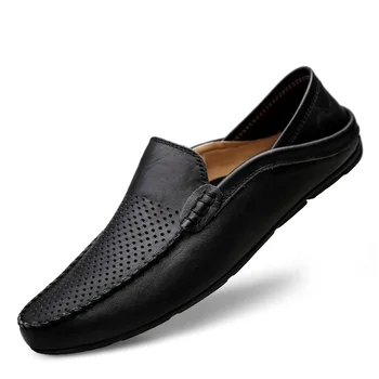 

Shoes Male Scarpe Uomo Casual Summer Genuine Leather Slip On Black Zapatos Para Hombre
