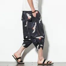 Summer 2019 New Cotton and Hemp Seven-minute Pants Men's Chinese Wind Large Size Lantern Pants Men's Printed Hallen Shoes Summer 2019 New Cotton and Hemp Seven-minute Pants Men's Chinese Wind Large Size Lantern Pants Men's Printed Hallen Shoes